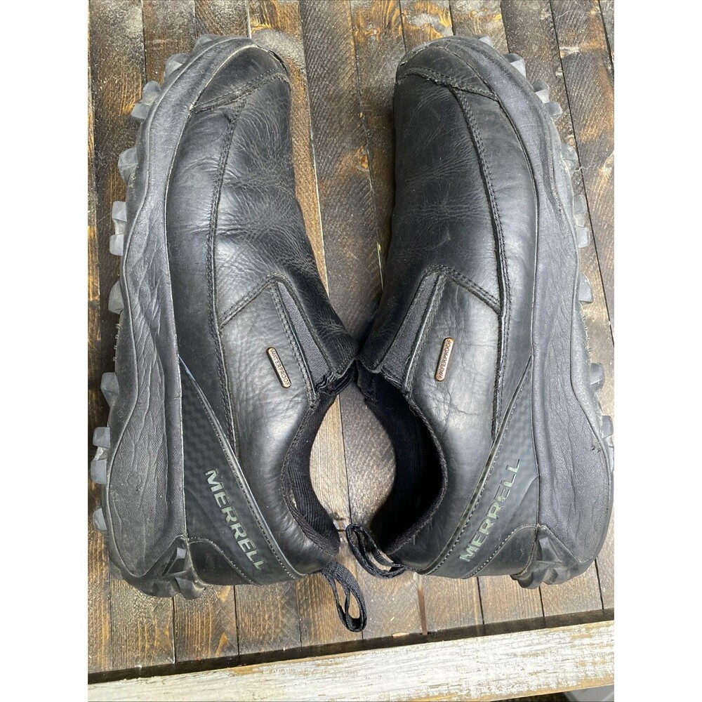 MerreLL Mens Sz 12 Comfort Slip On Loafer Black Leather - Picture 8 of 12